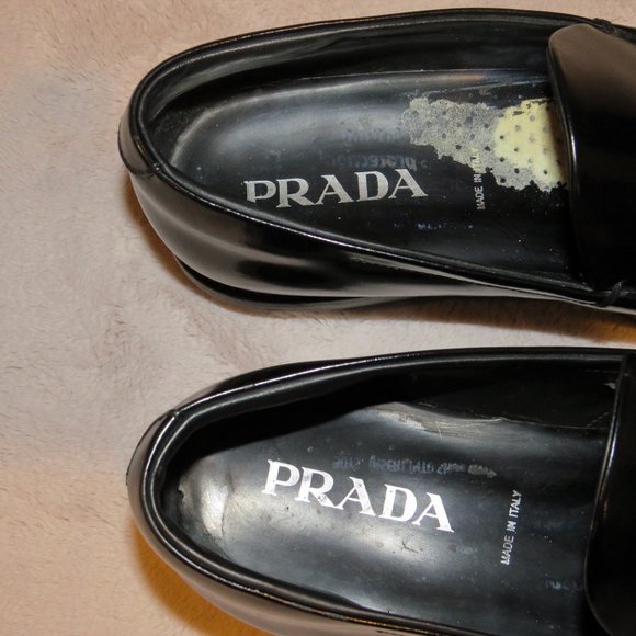 Prada Black Leather Rubber Soled Driving Loafers 7 - Picture 10 of 10